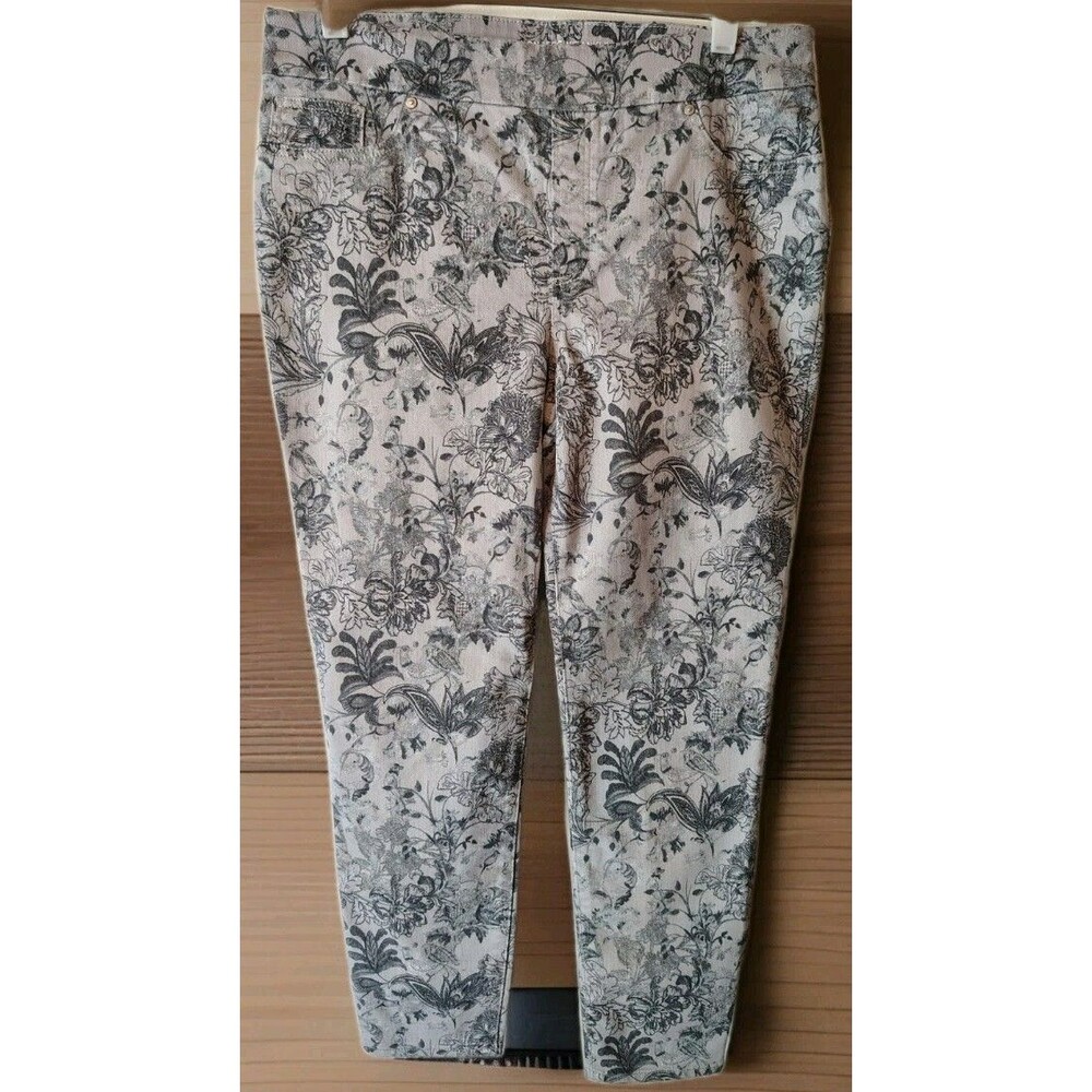 Chico's Pull On Jegging Ankle Size 1.5R US 10R Gray Floral